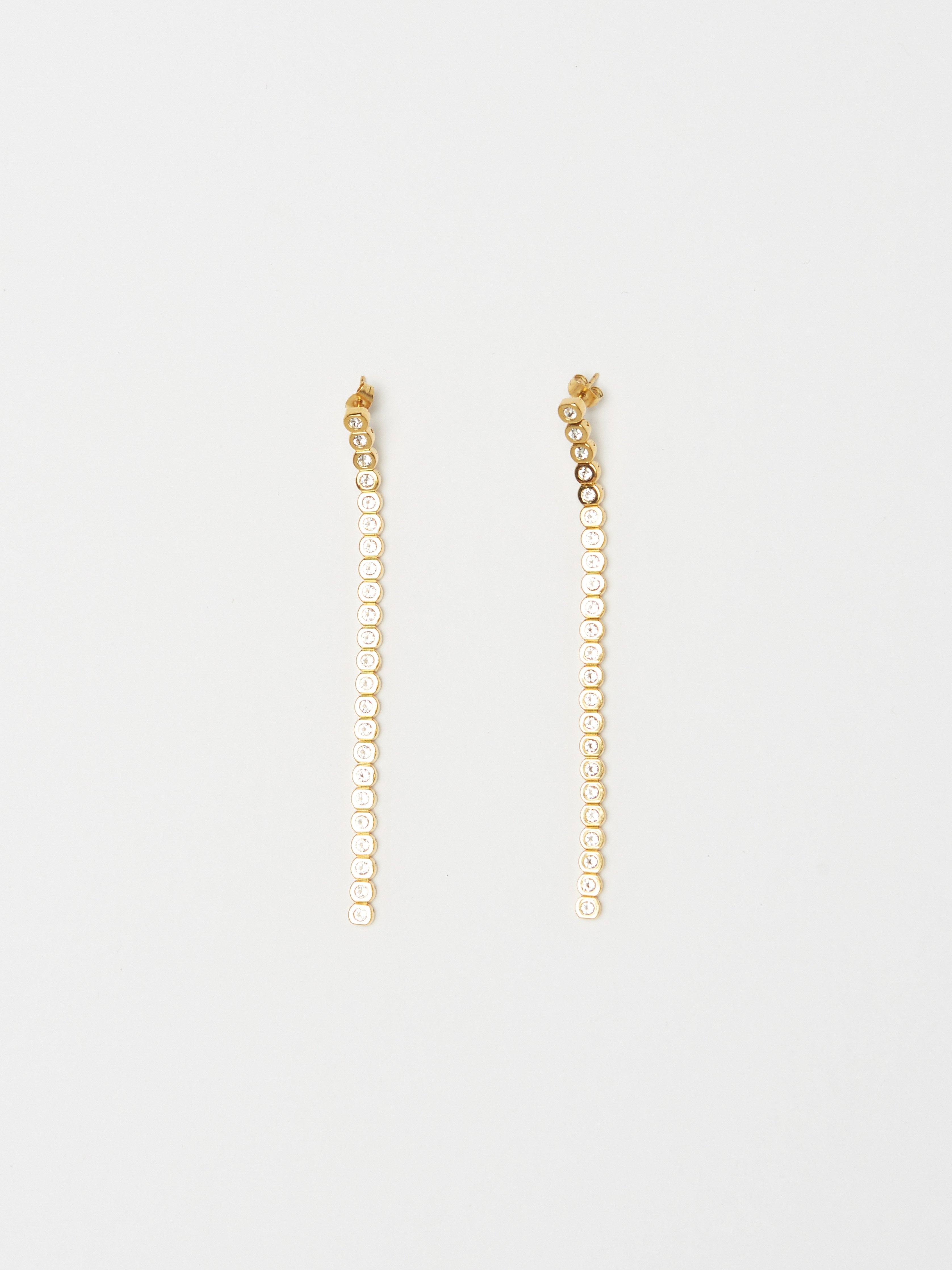 Front view flat lay of Mika Diamond Line Earrings Earrings bagatiba 
