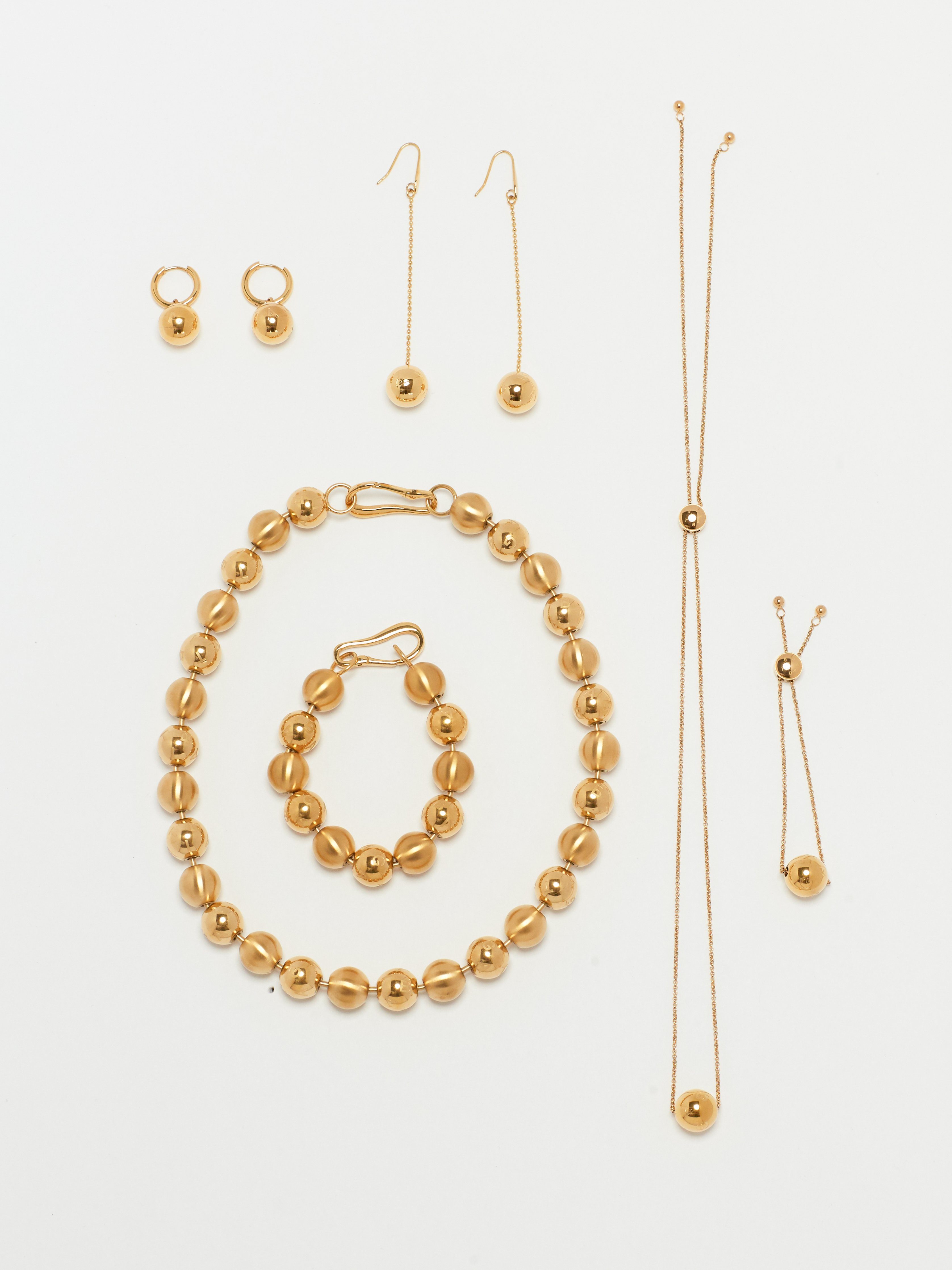Full Collection Flat Lay including the Mixed Sphere Necklace Necklace bagatiba 