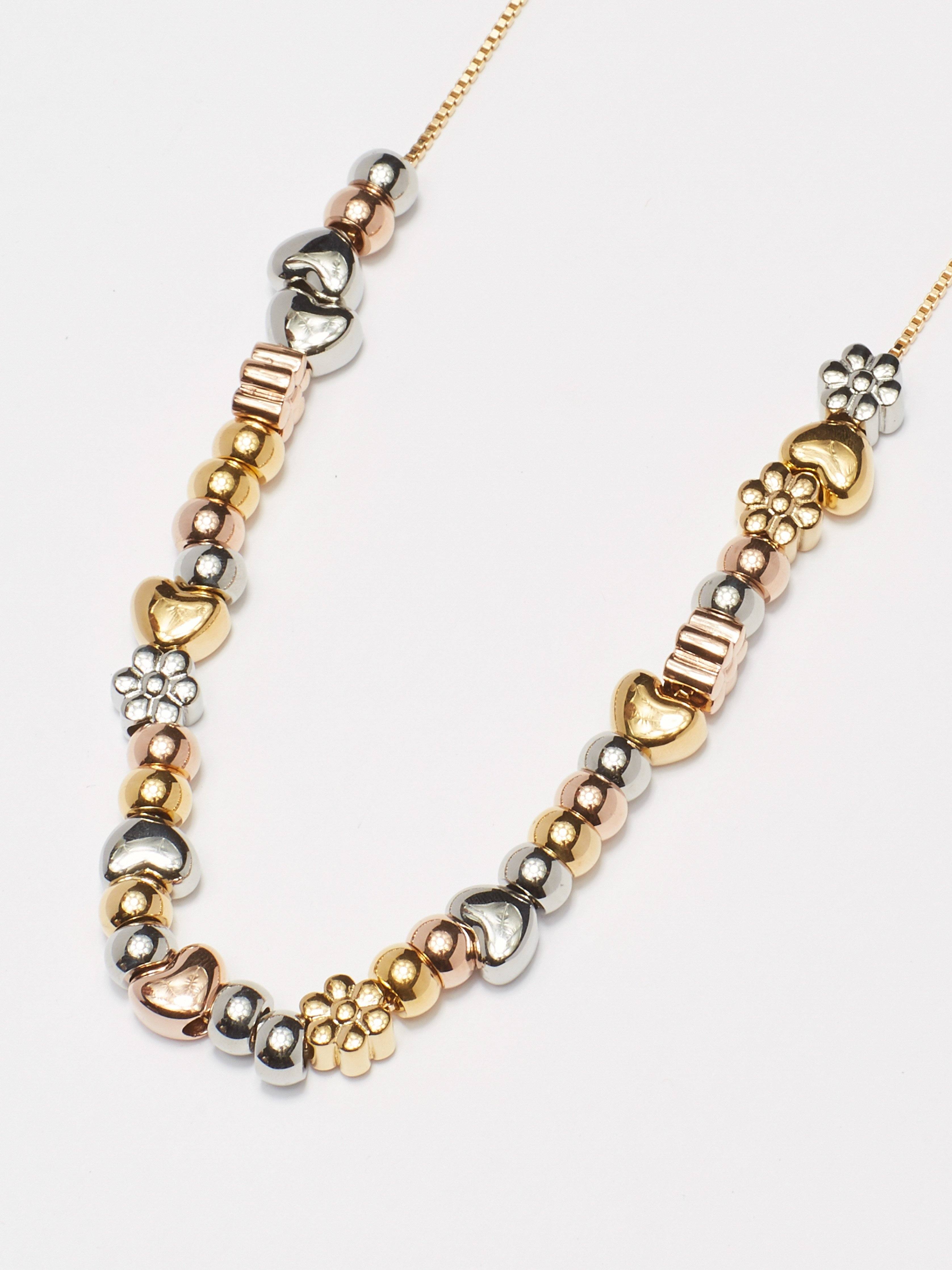 Detail flat lay view of Multi-Color Bead Sets on chain by Bagatiba 
