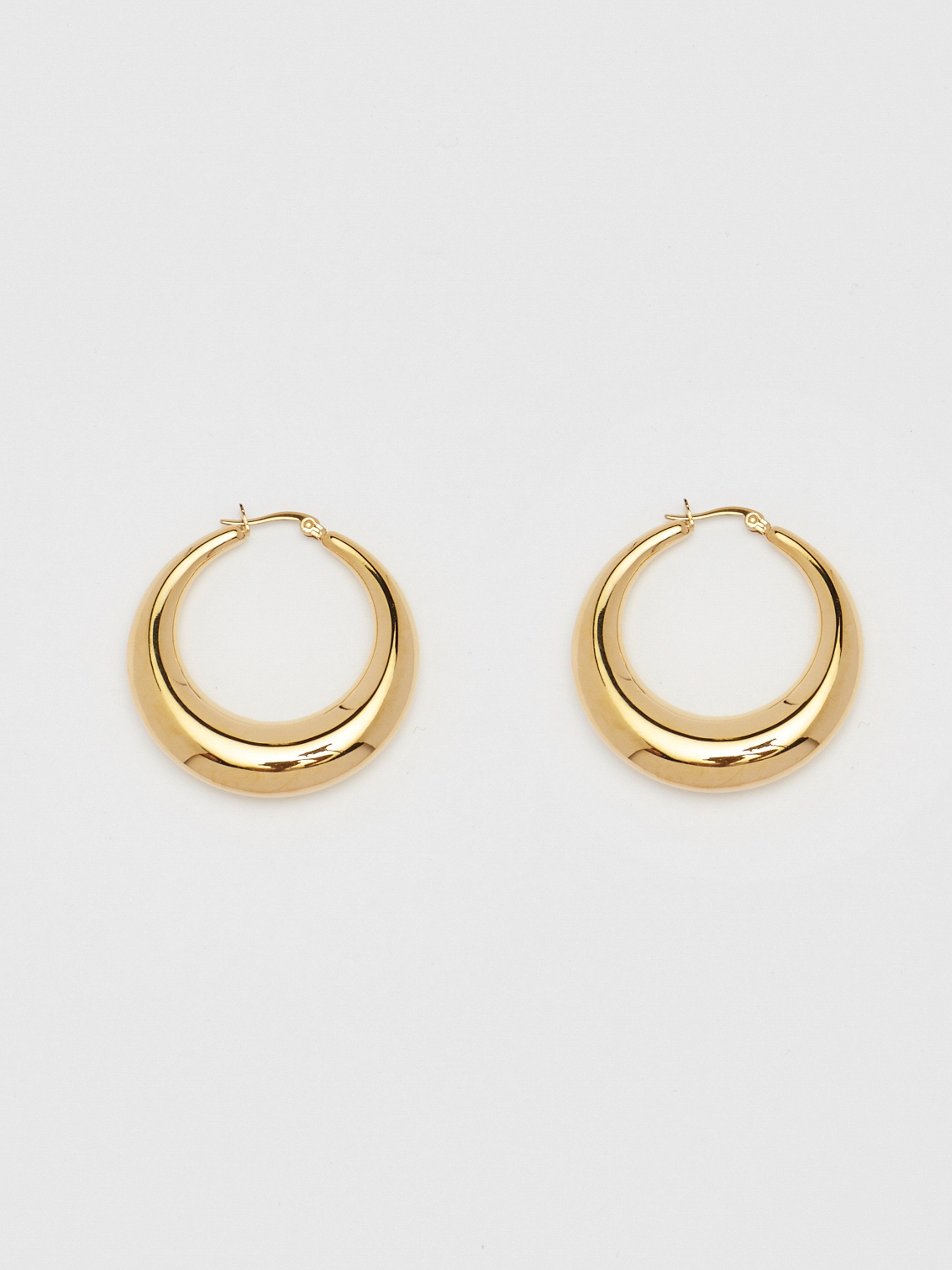 Close view flat lay of the Orb Hoops Earrings bagatiba 