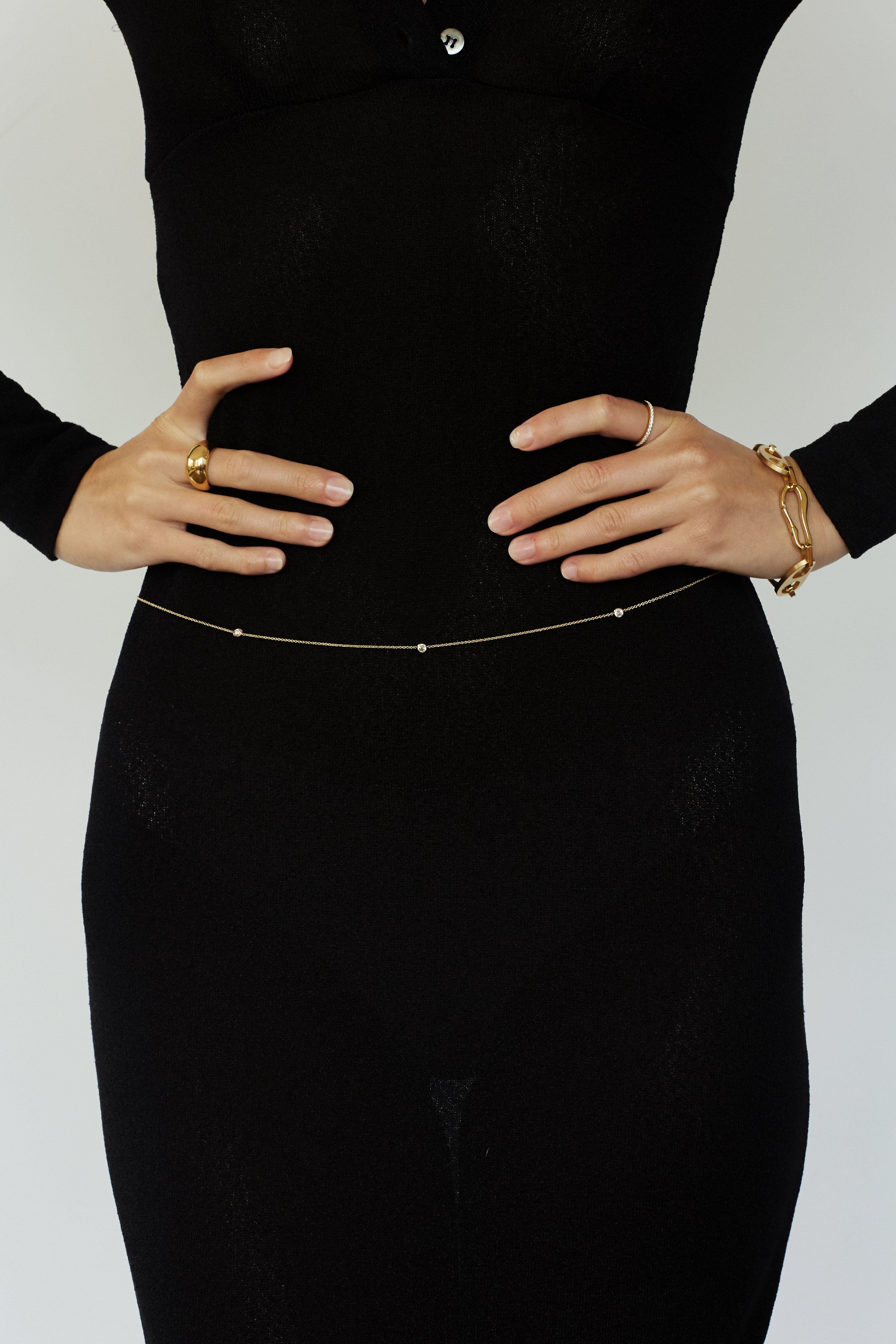 detailed view of model in Princess Belly Chain Necklace as a belt by  Bagatiba 