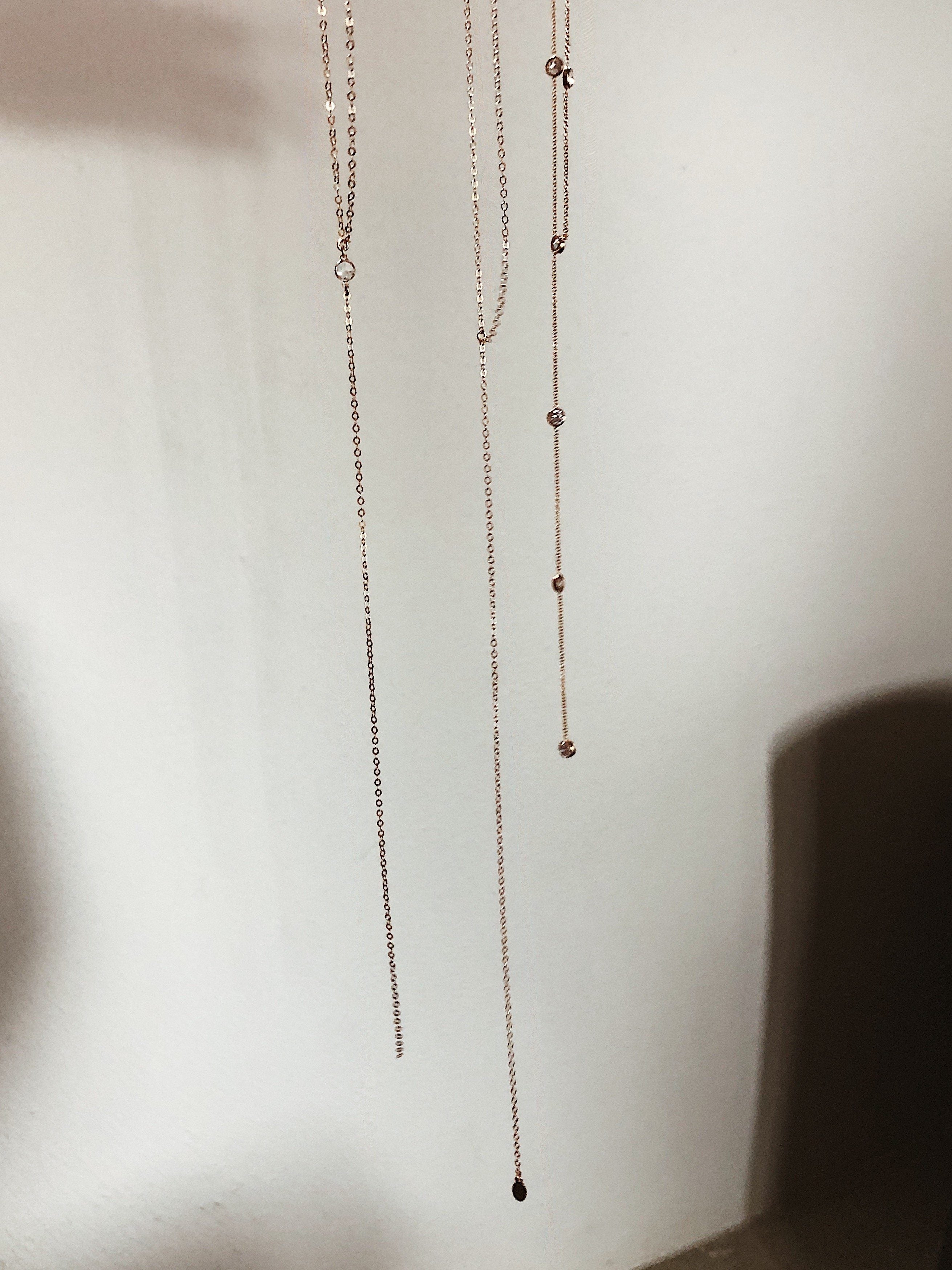 Princess drop necklace shown in natural light