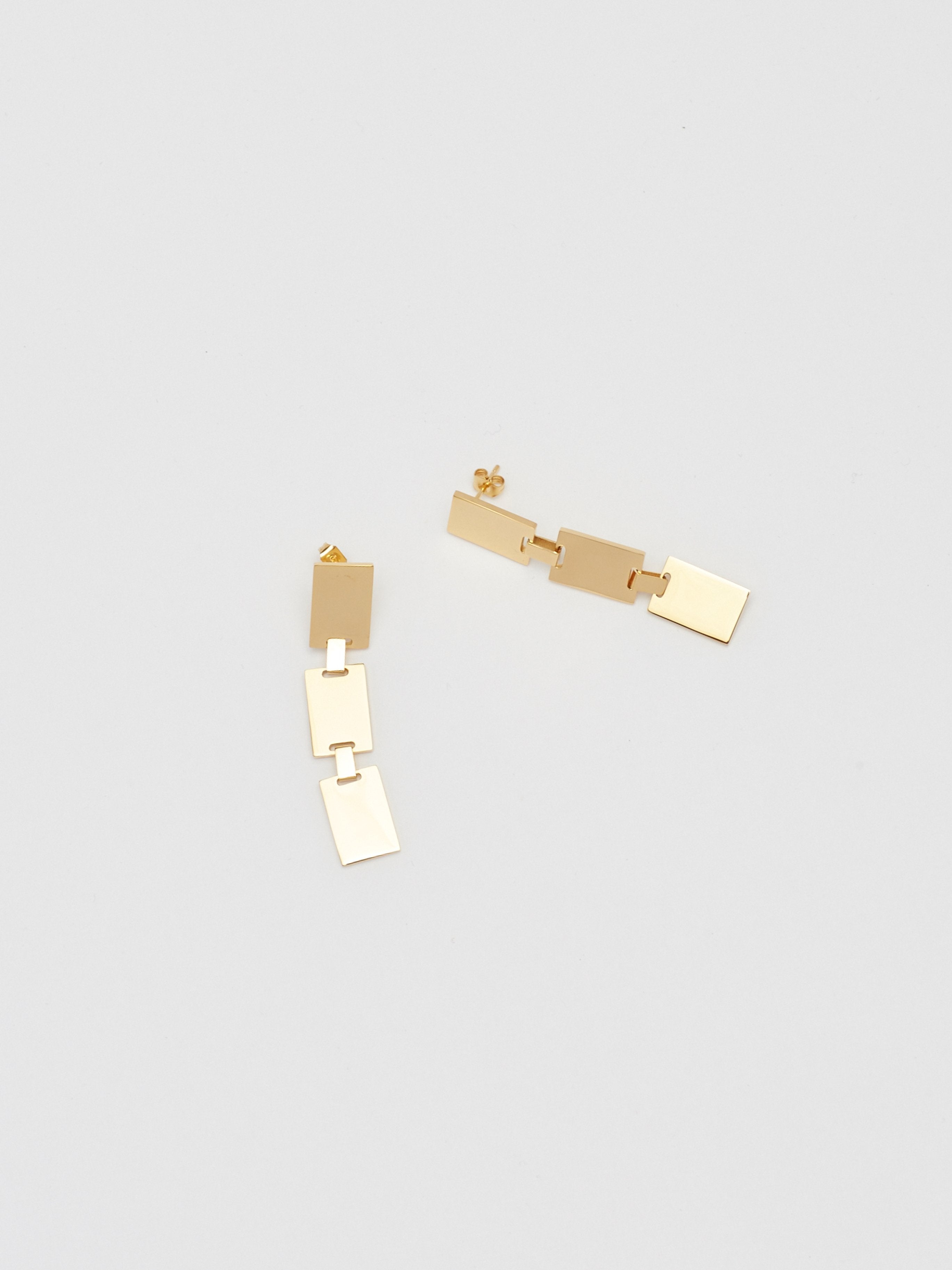 Full view flat lay of Rectangle Dangle Earrings by Bagatiba 