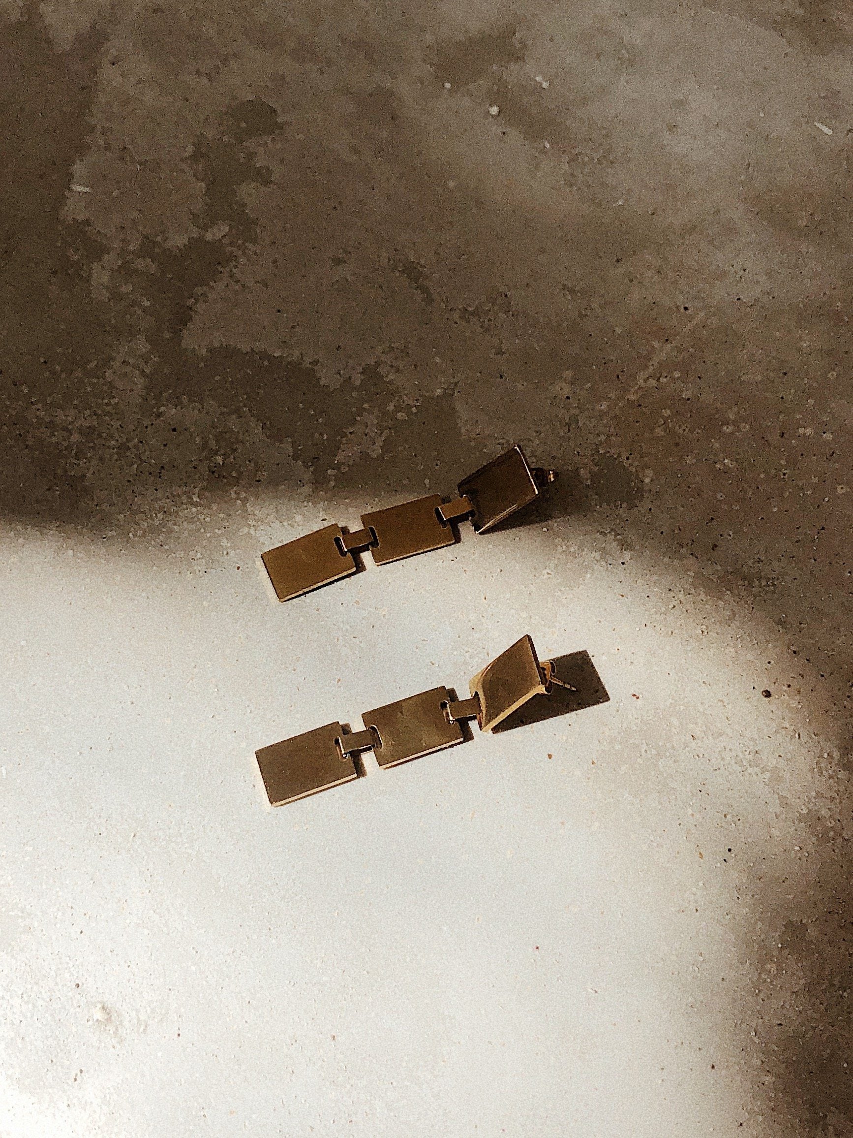 Rectangle Dangle Earrings by Bagatiba shown in natural light 