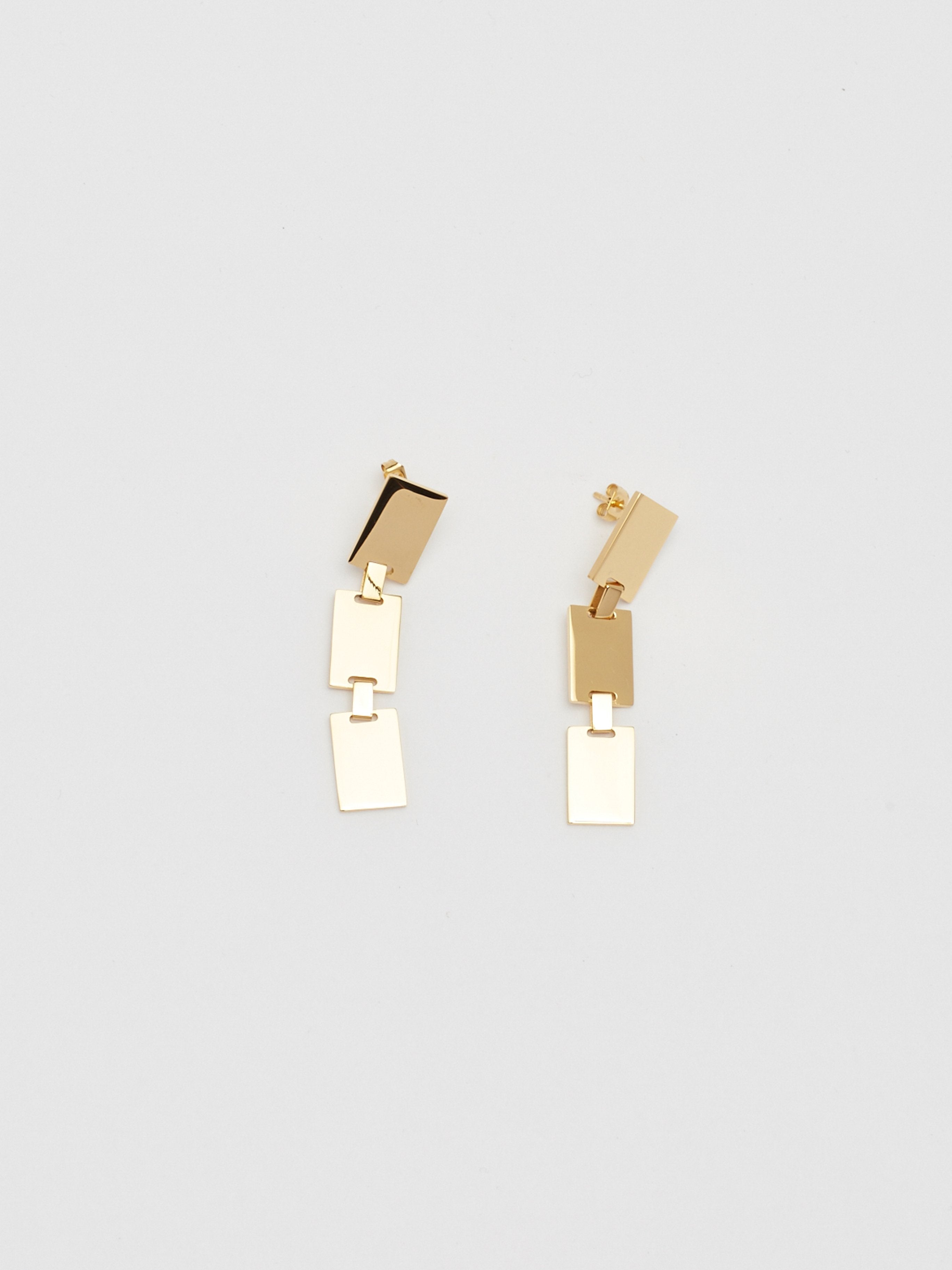 Side flat lay view of Rectangle Dangle Earrings by Bagatiba 