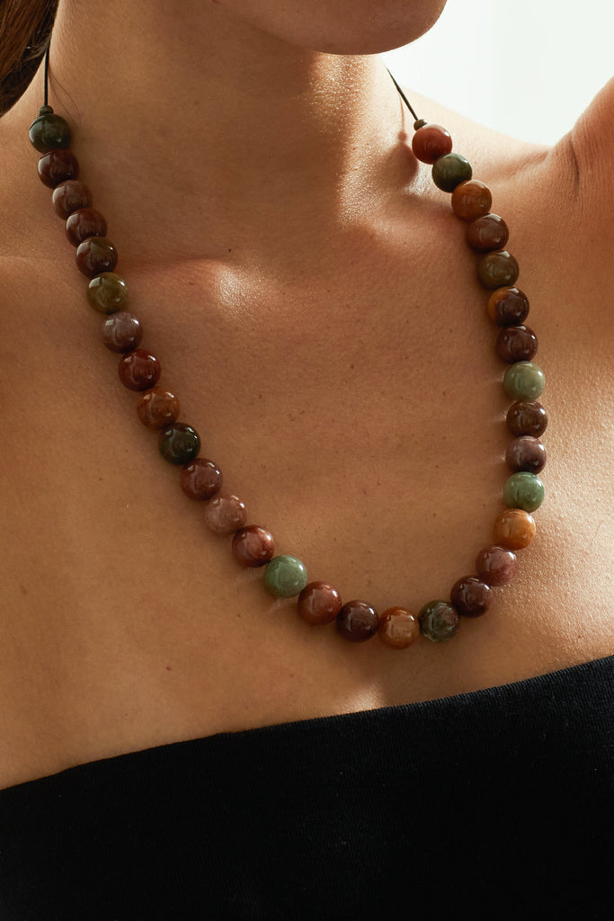 Rutilated Quartz Necklace necklace Bagatiba close up on model skin