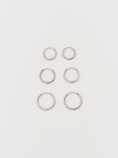 Set of Silver Eco Huggie Hoops