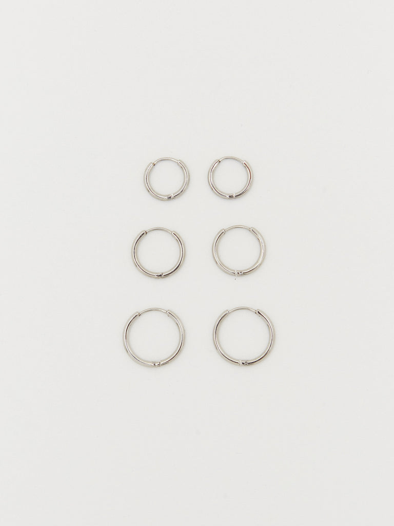 Set of Silver Eco Huggie Hoops