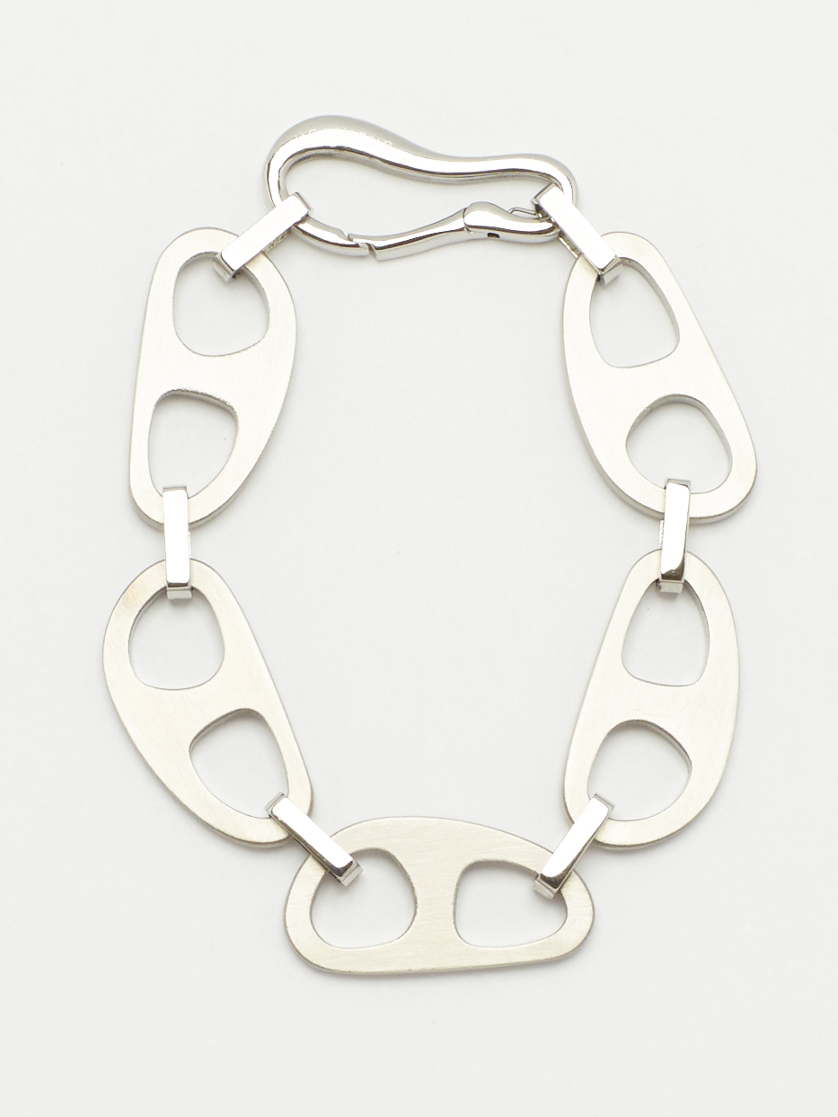 Close view flat lay of Silver Brushed Tab Bracelet by bagatiba 