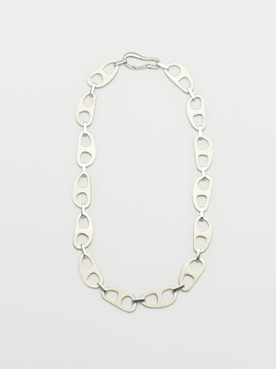 Silver Brushed Tab Necklace