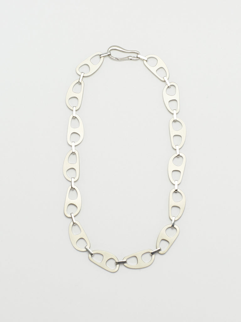 Full view flat lay of Silver Brushed Tab Necklace by bagatiba 