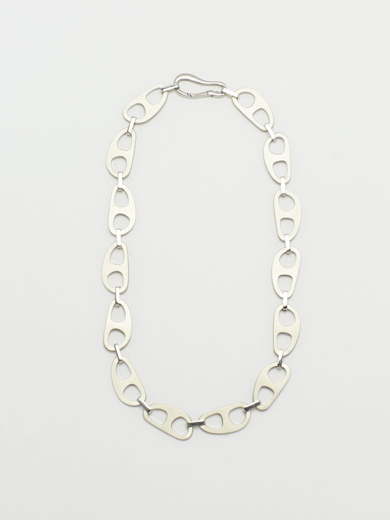 Silver Brushed Tab Necklace