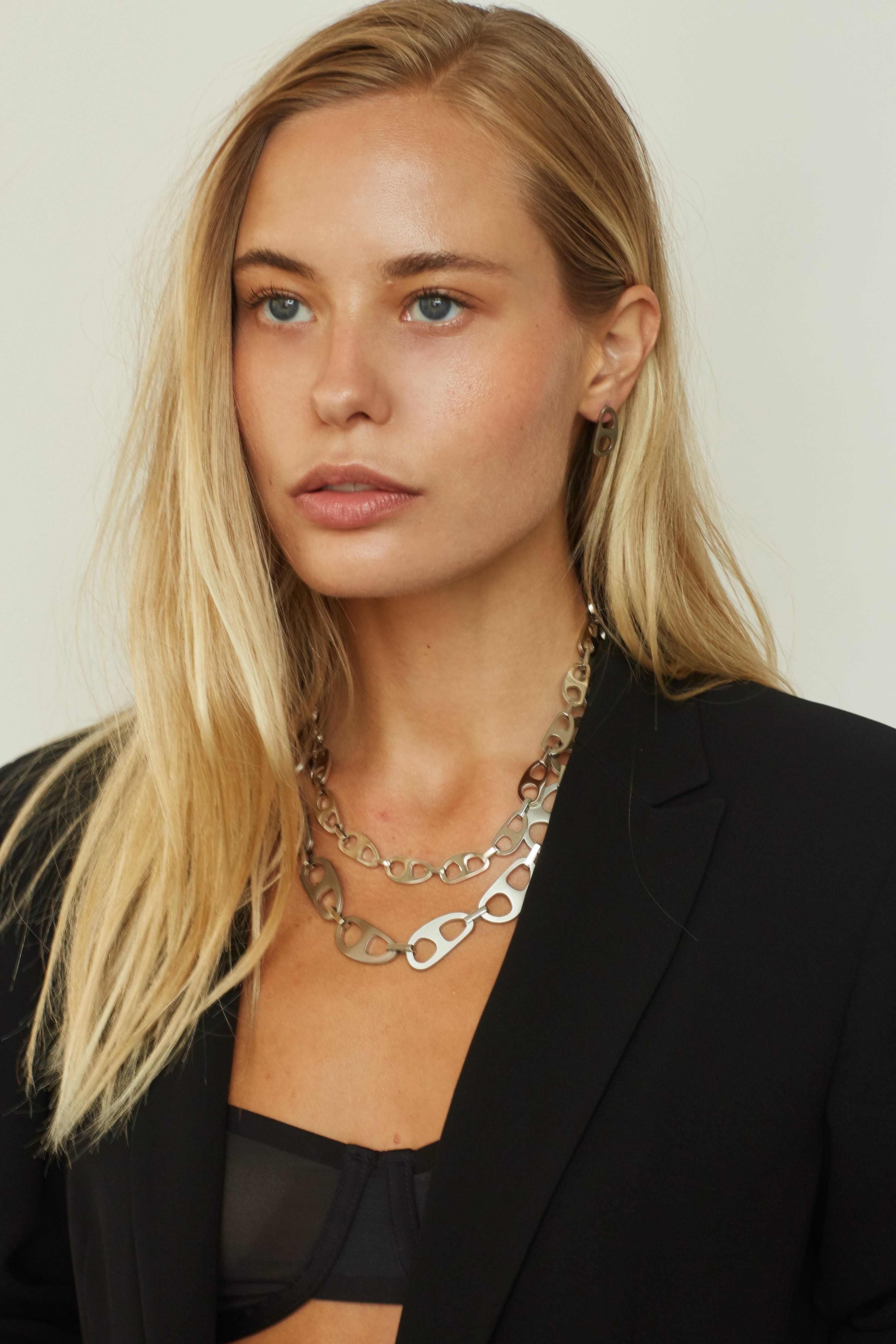 Silver Brushed Tab Necklace Necklace bagatiba 