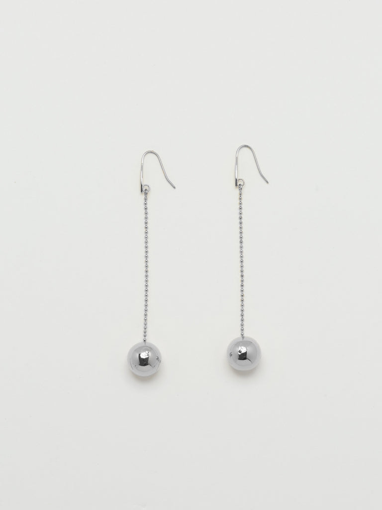Silver Drop Sphere Earrings