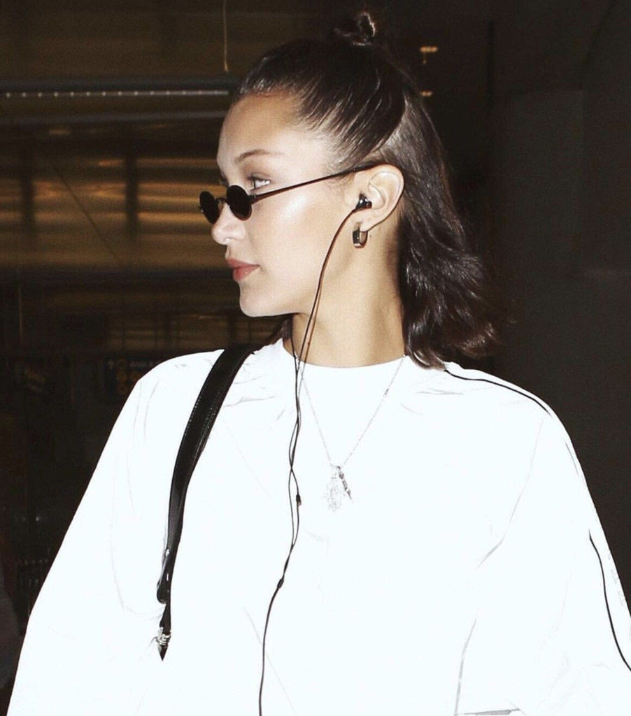 Bella wearing the Silver Rita Hoops Earrings Bagatiba 