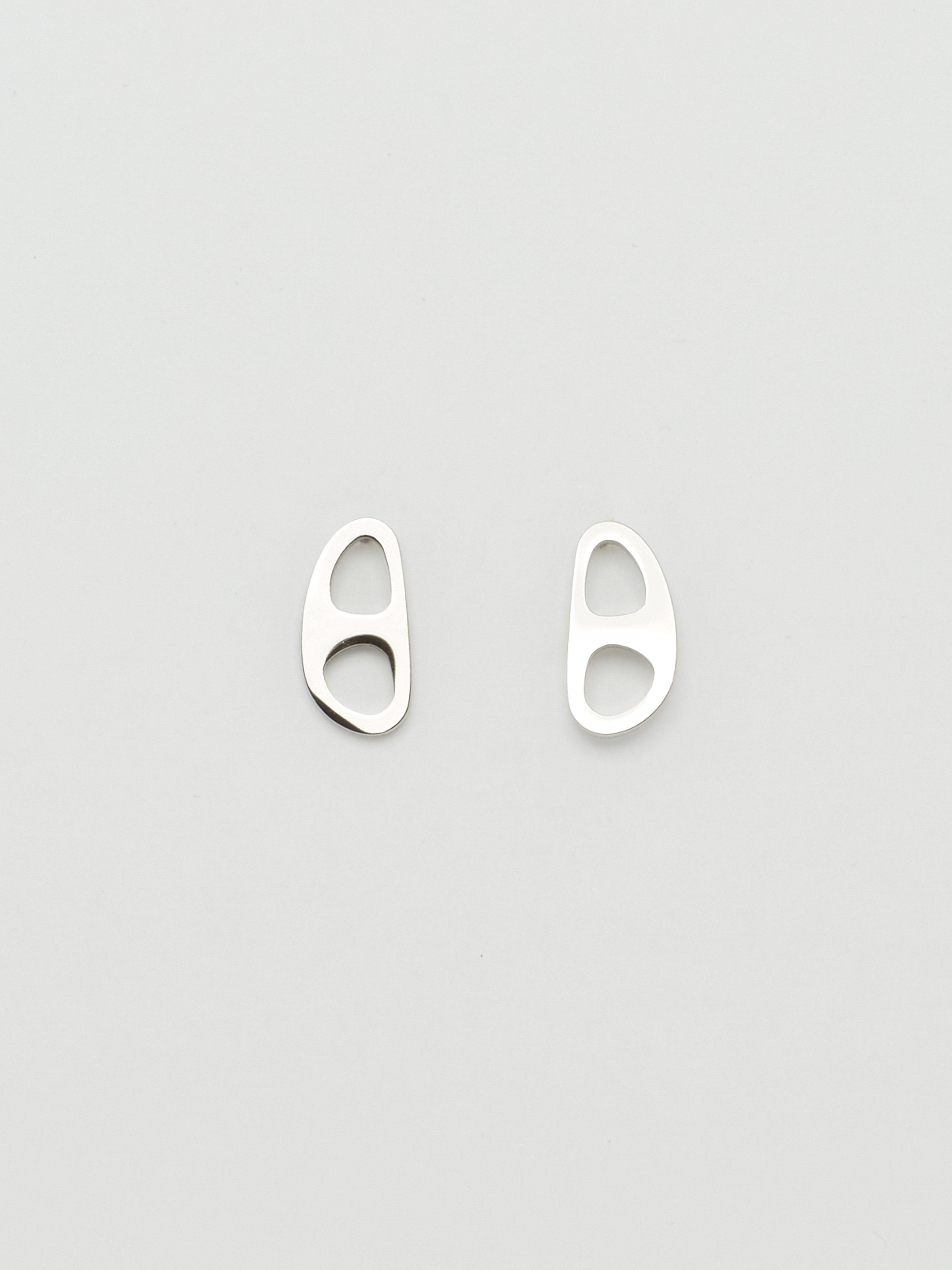 Full view flat lay of Silver Tab Studs Earrings bagatiba 