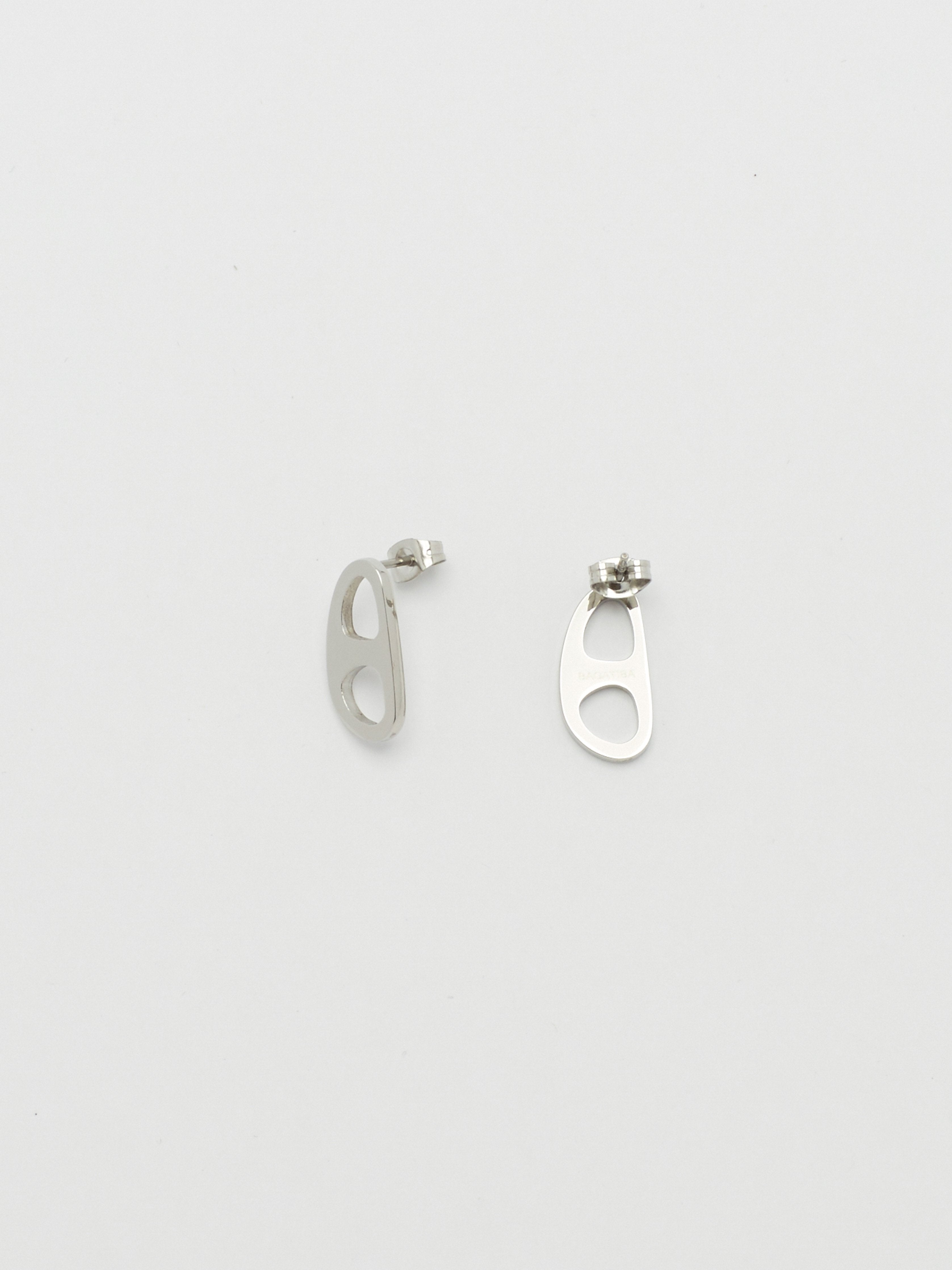 Detail view flat lay of Silver Tab Studs Earrings bagatiba 