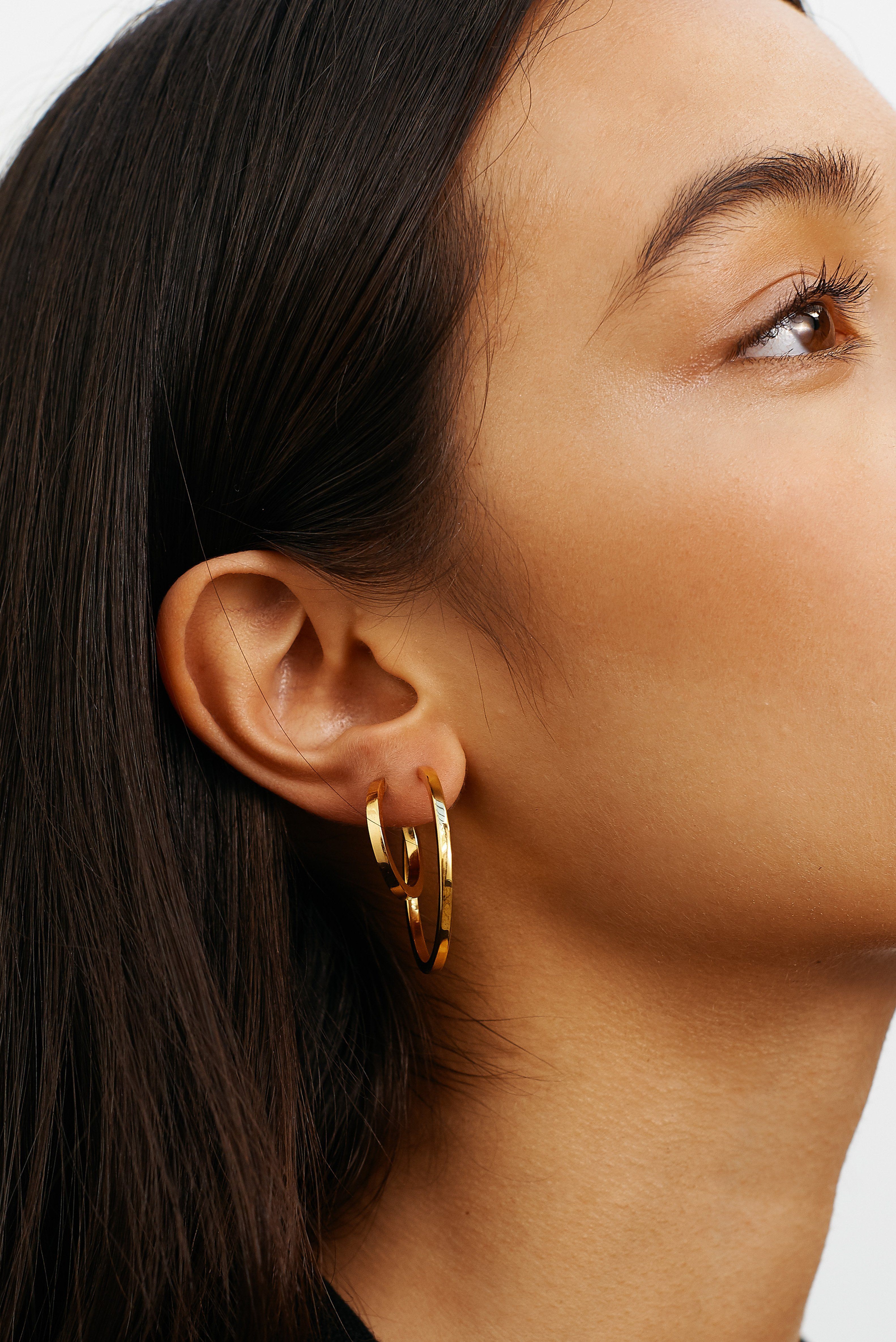 Simple Gold Hoops Earrings Bagatiba 