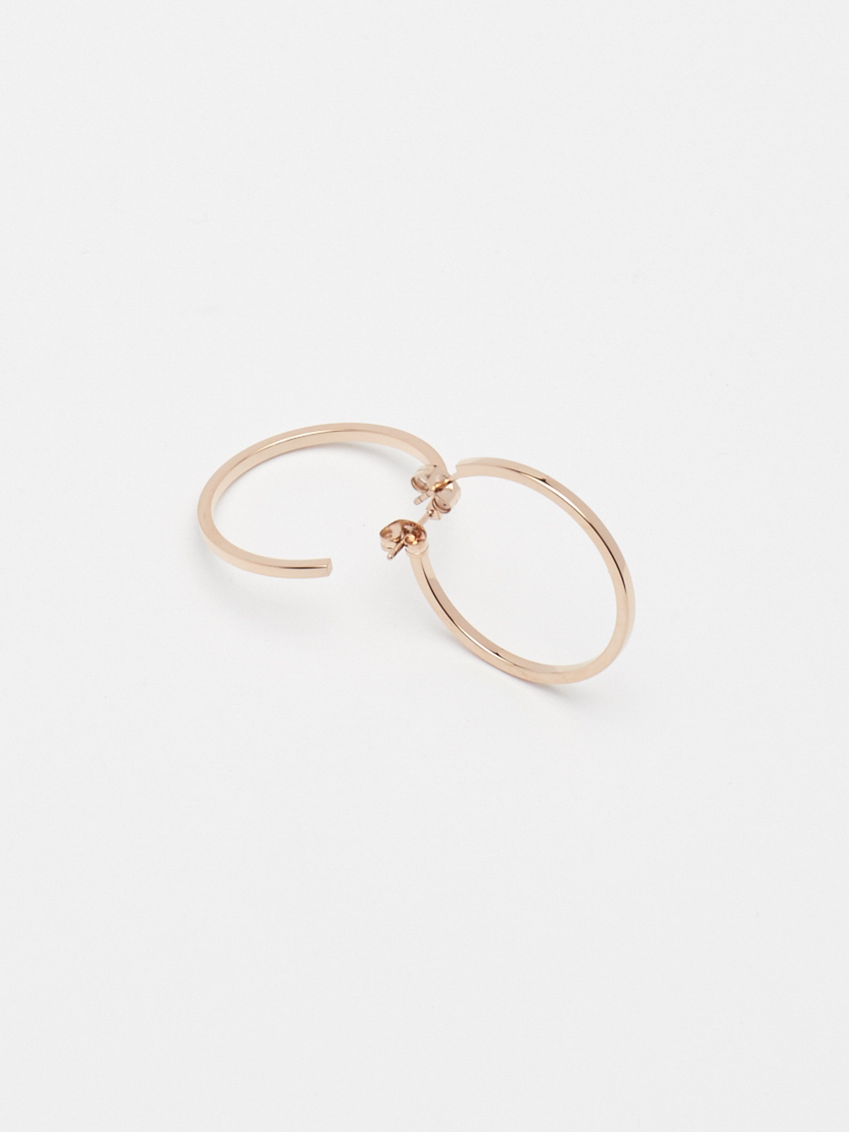 Detail flat lay of Simple Rose Gold Hoops Earrings Bagatiba 