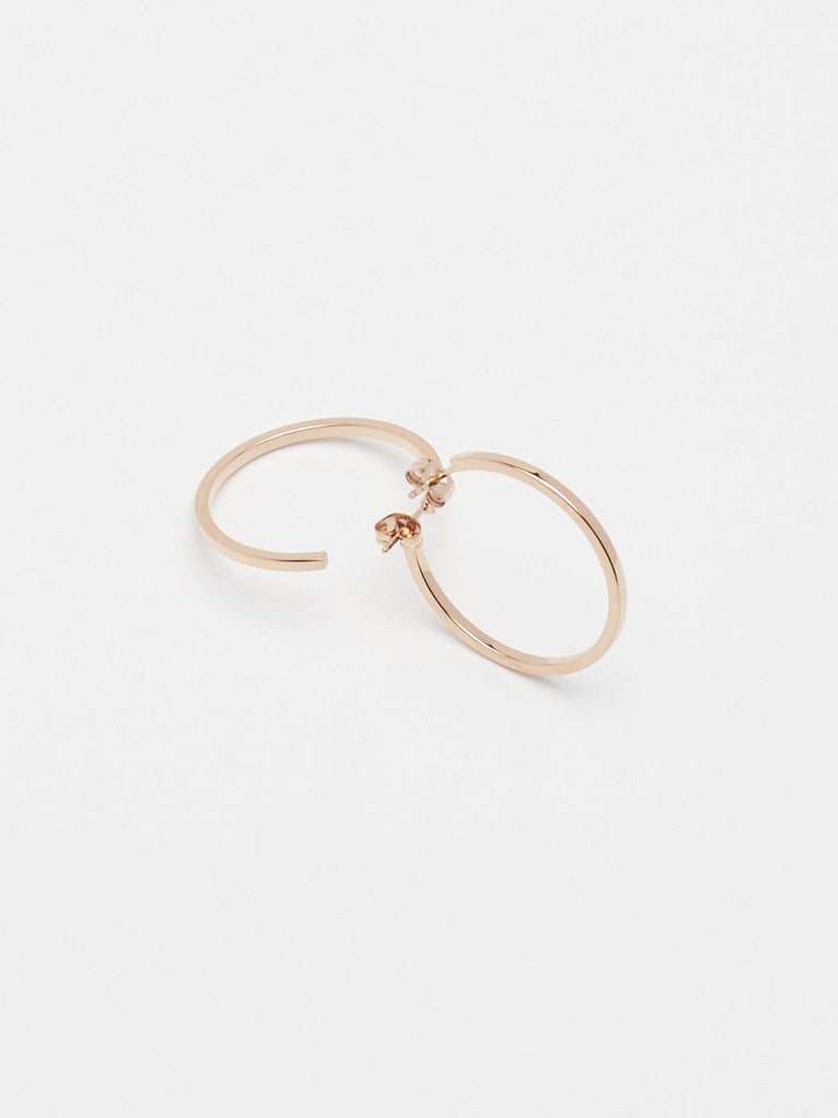 Detail flat lay of Simple Rose Gold Hoops Earrings Bagatiba 