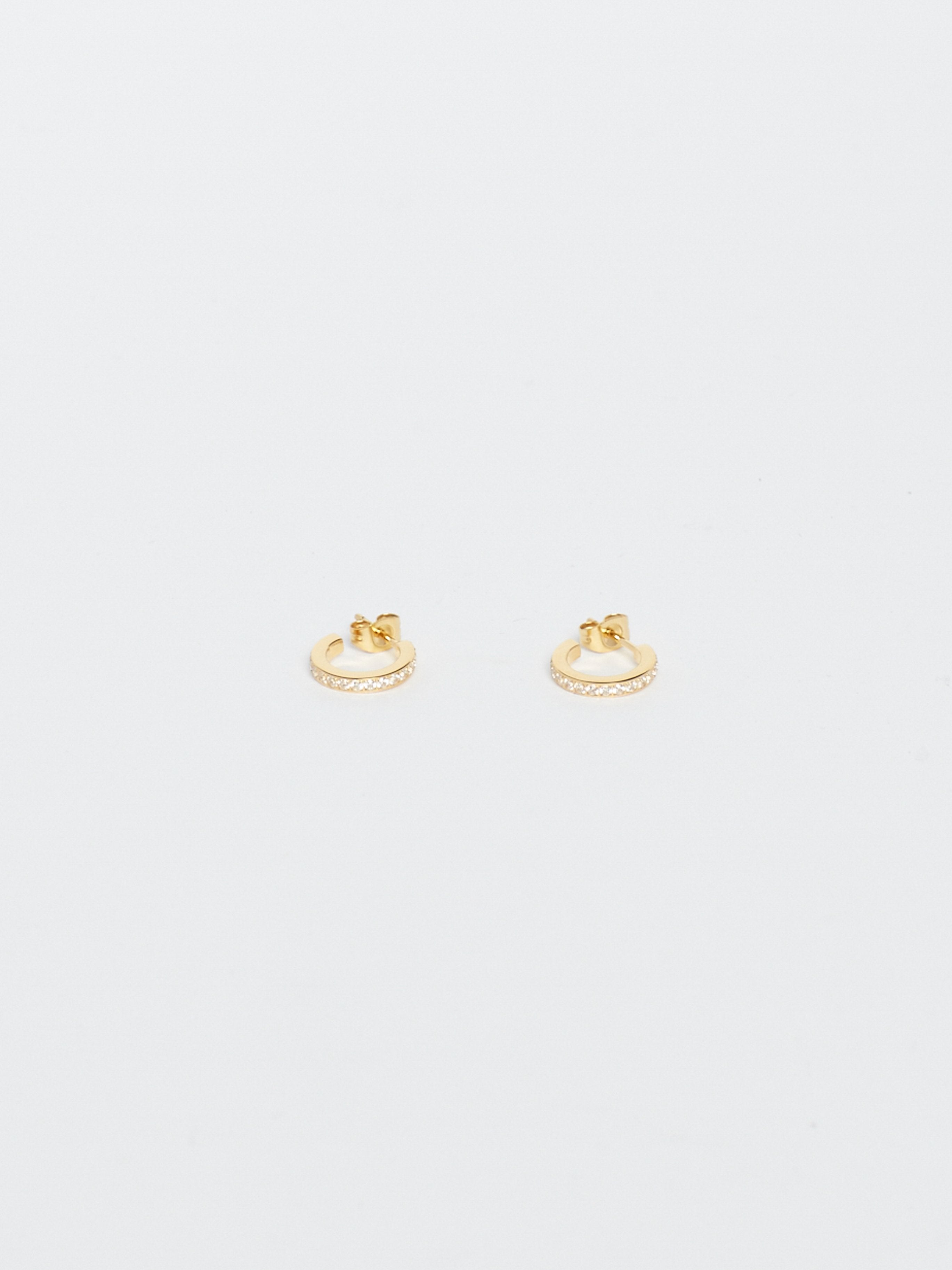 Flat lay view of Small Diamond Hoops Earrings Bagatiba 