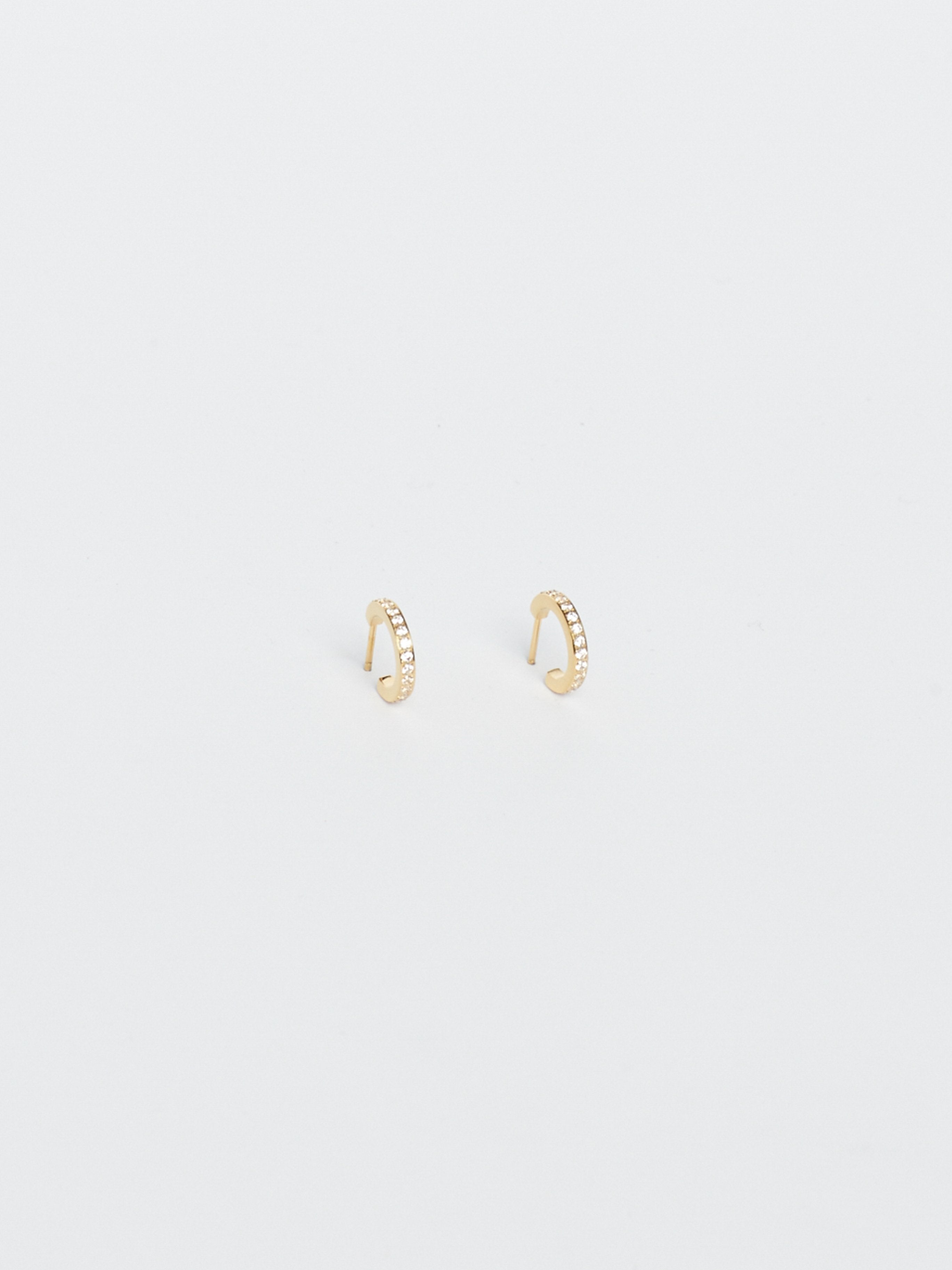 Full view flat lay of Small Diamond Hoops Earrings Bagatiba 