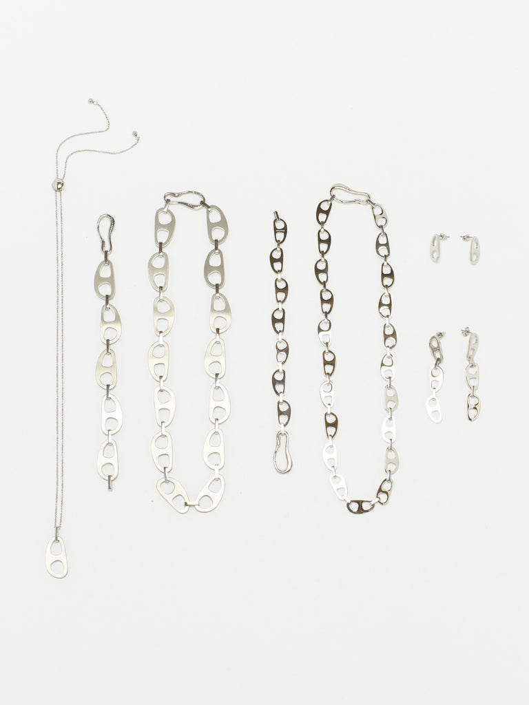 Full view flat lay of the Silver Tab Collection by bagatiba 