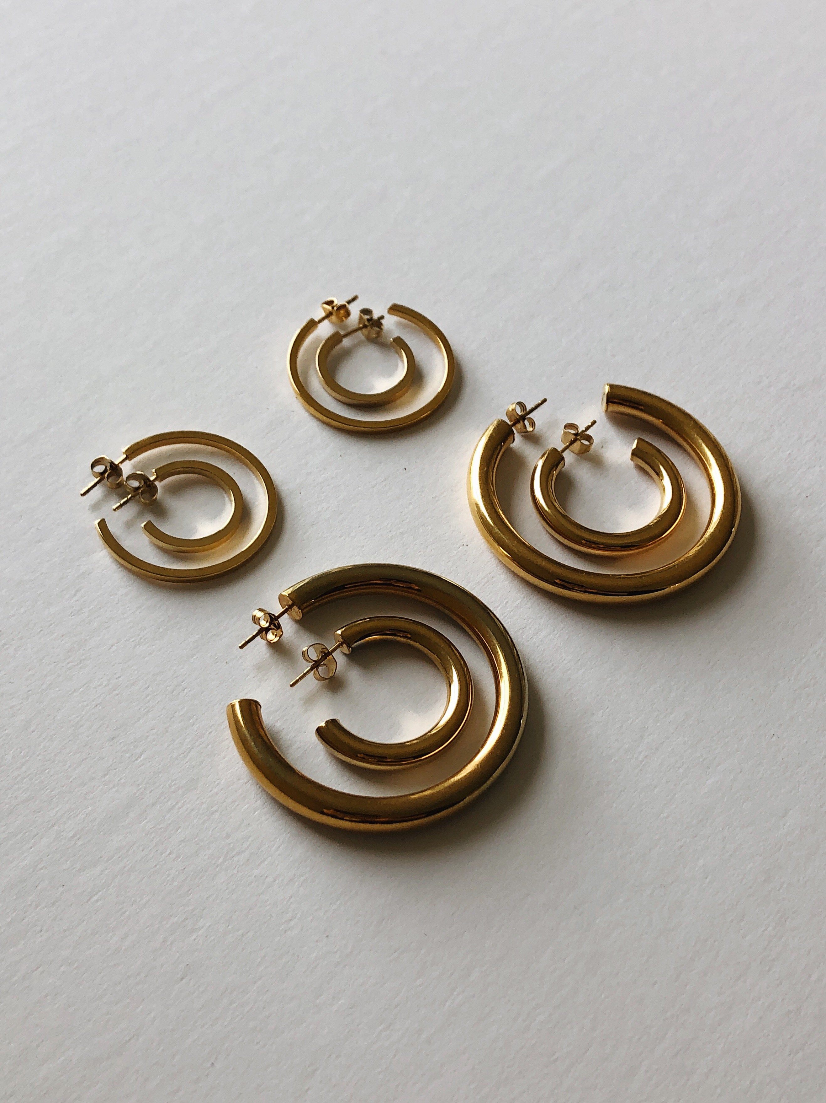 Small Simple Gold Hoops Earrings Bagatiba 
