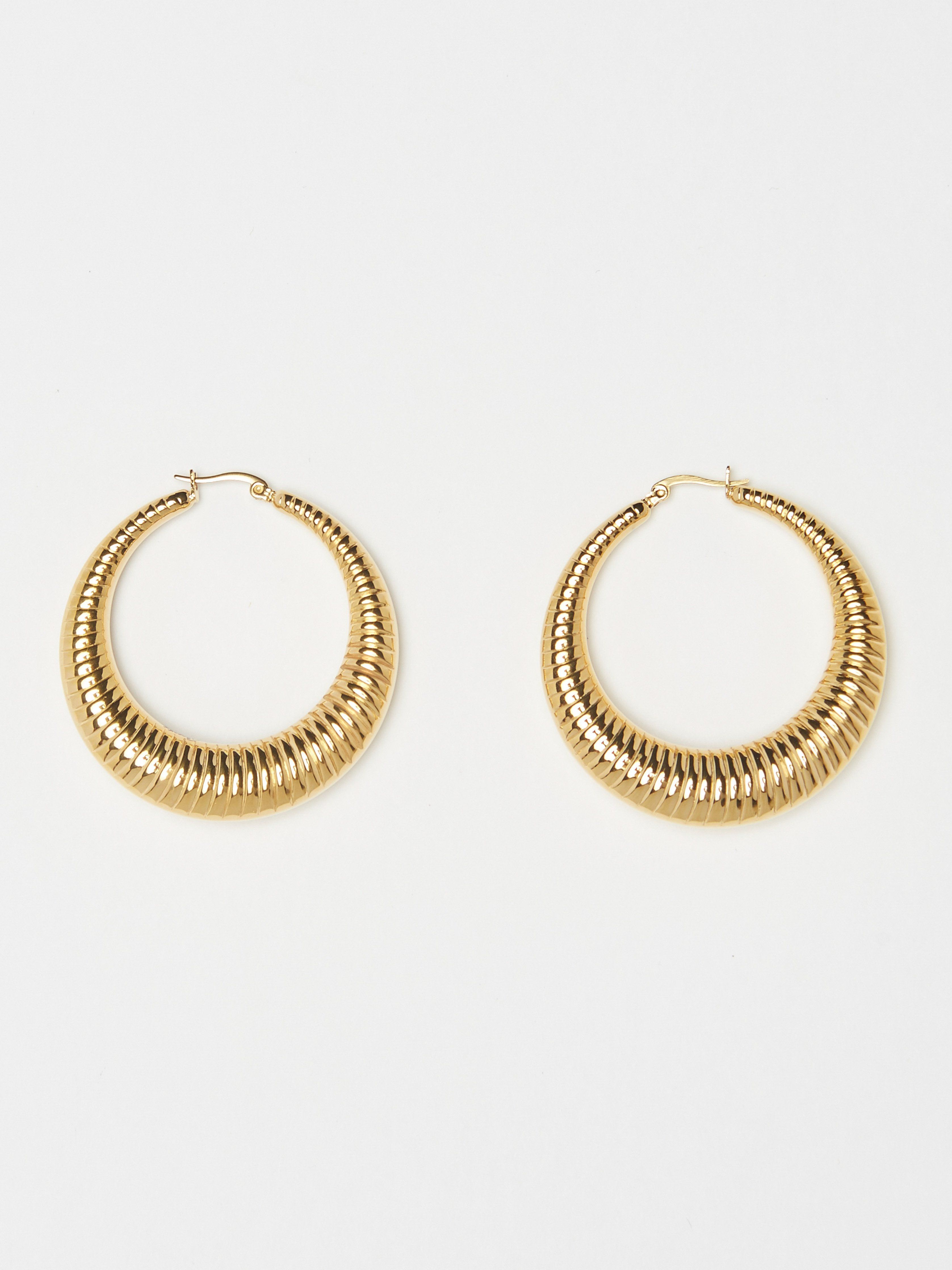 Cropped flat lay view of the Spiral Hoops Earrings bagatiba 