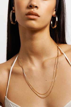 Two Tone Flat Hollow Hoops - rollover