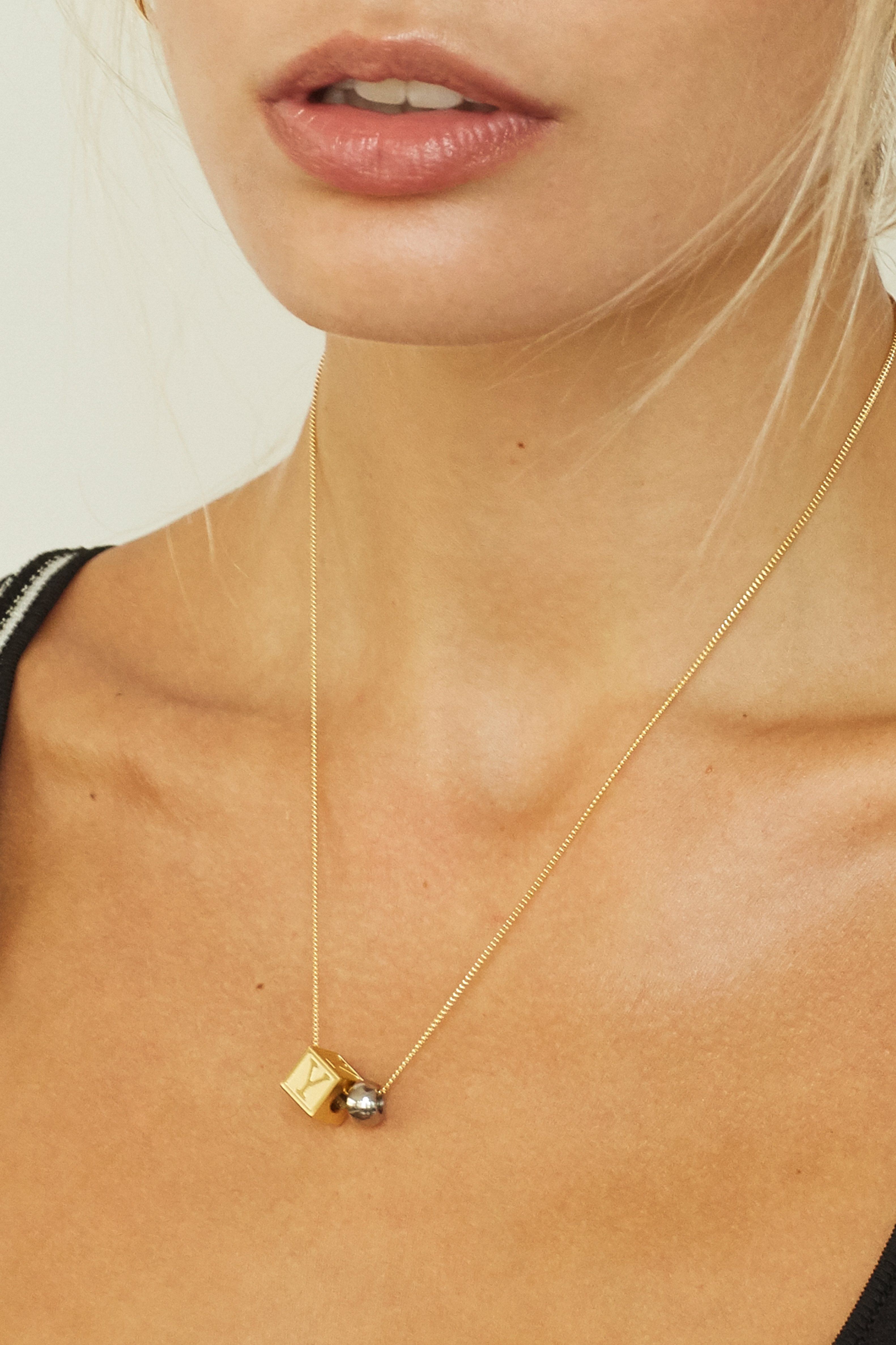 Cropped view on model of "Y" Letter Block letters Bagatiba 